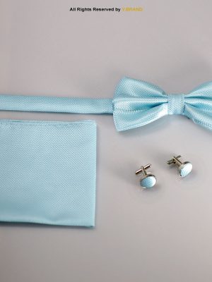 TURQUOISE SILK BOW TIE AND CUFFLINK SET-BTS-011