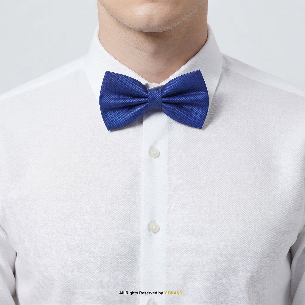 BT-1004c NAVY BLUE SELF PATTERN BOW TIE BT-1004 - Image 1