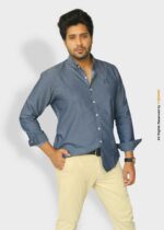 LIGHT BLUE DENIM SIGNATURE SHIRT FOR MEN-CS-1014 - Image 6