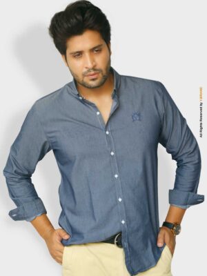 LIGHT BLUE DENIM SIGNATURE SHIRT FOR MEN-CS-1014