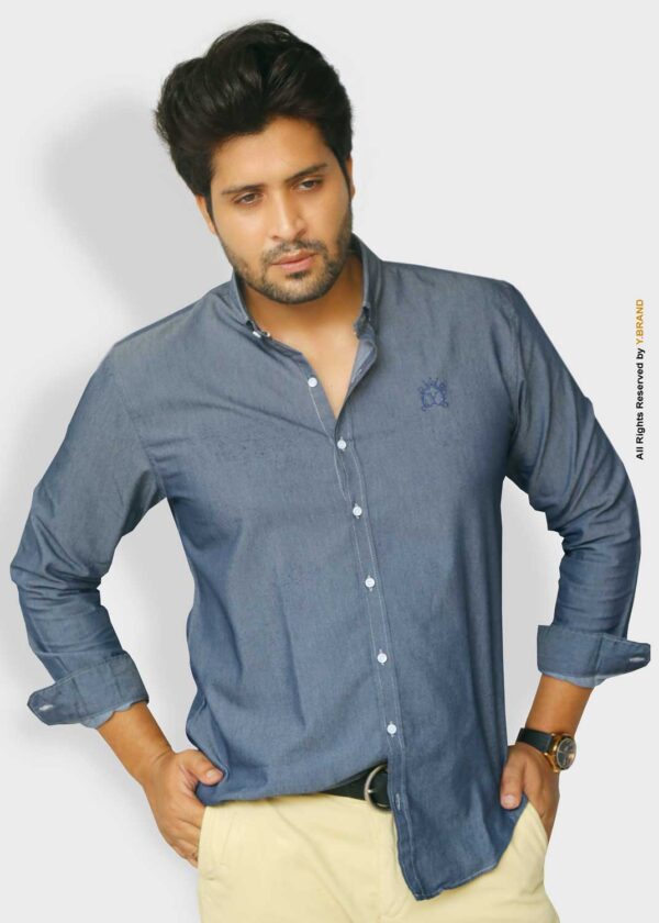 LIGHT BLUE DENIM SIGNATURE SHIRT FOR MEN-CS-1014
