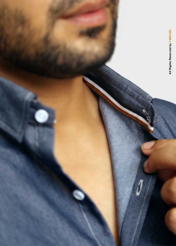 LIGHT BLUE DENIM SIGNATURE SHIRT FOR MEN-CS-1014