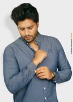 LIGHT BLUE DENIM SIGNATURE SHIRT FOR MEN-CS-1014 - Image 2