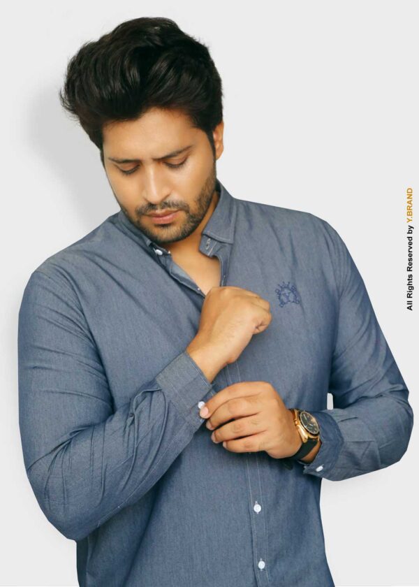 LIGHT BLUE DENIM SIGNATURE SHIRT FOR MEN-CS-1014