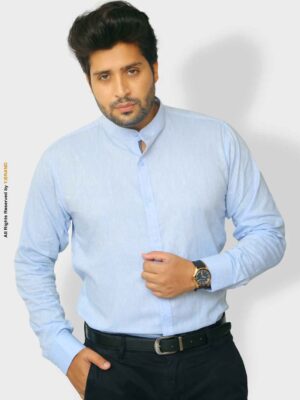 LIGHT BLUE IRISH LINEN SHIRT FOR MEN-CS-1016