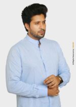 LIGHT BLUE IRISH LINEN SHIRT FOR MEN-CS-1016 - Image 5