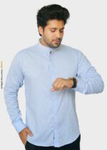 LIGHT BLUE IRISH LINEN SHIRT FOR MEN-CS-1016 - Image 4