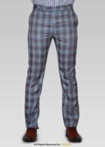 Grey Slim-Fit Plaid Check Trousers for Men – DP-1014 | YBRAND - Image 2
