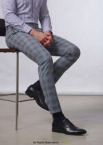 Grey Slim-Fit Plaid Check Trousers for Men – DP-1014 | YBRAND