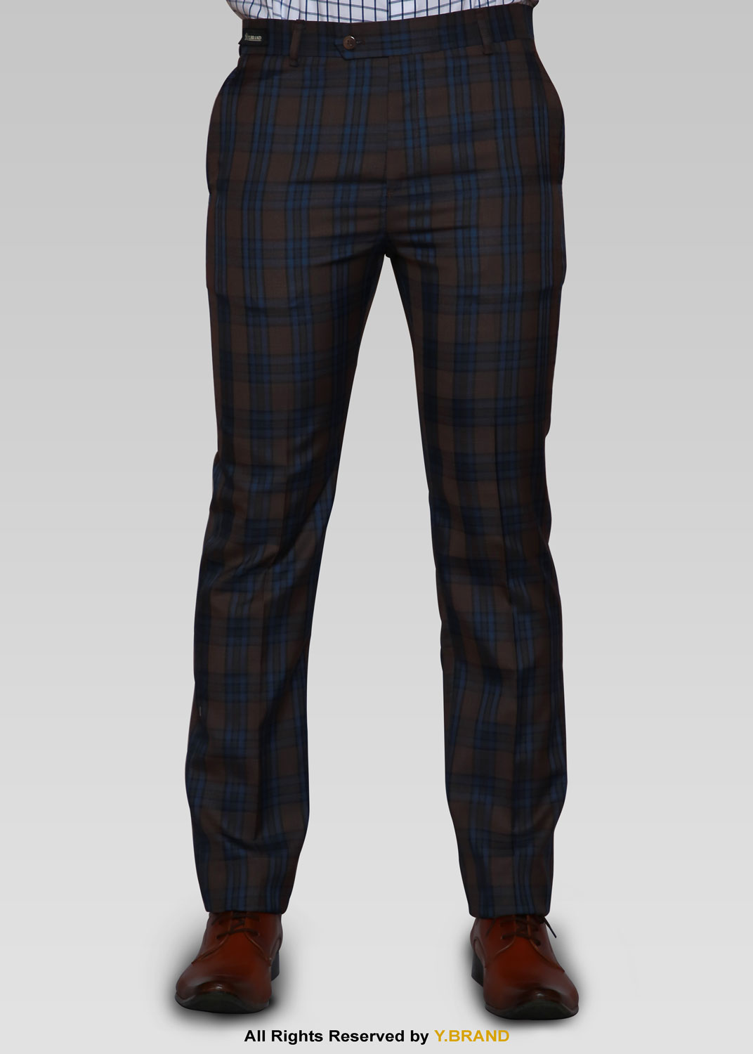 DP-1015 Dark Brown Glen Club Check Trousers – DP-1015 | YBRAND