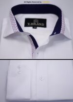WHITE OXFORD SHIRT WITH PRINT LEAF COLLAR