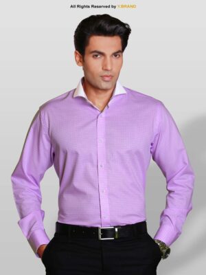 PATTERNED CUT-AWAY COLLAR SHIRT-DS-1003