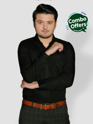 BLACK SOFT EGYPTIAN CLASSIC DRESS SHIRT-FS-1018