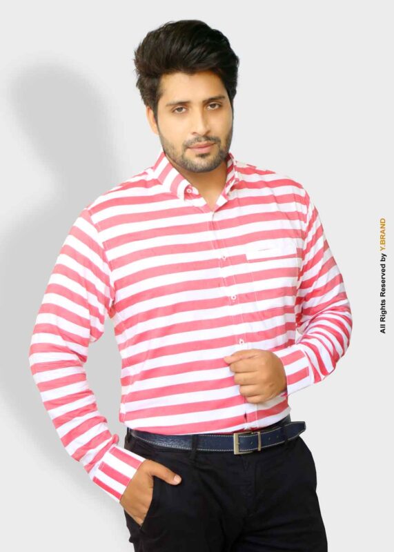 RED WHITE LINEN LINING SHIRT FOR MEN-FS-1024 11 FS 1024c