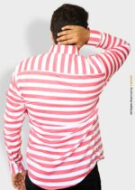 RED WHITE LINEN LINING SHIRT FOR MEN-FS-1024 - Image 3