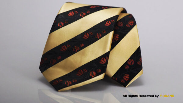 GOLDEN AND BLACK TIE WITH FLORAL PRINT T-030 1 GOLDEN AND BLACK TIE WITH FLORAL PRINT T-030