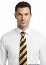 GOLDEN AND BLACK TIE WITH FLORAL PRINT T-030