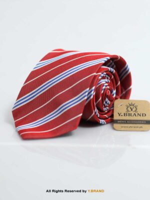 Striped Red Necktie-T-049