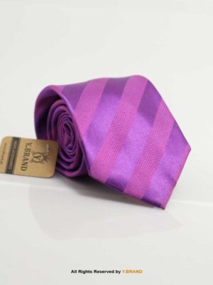 Retro 9cm Classic Purple Pink Strips Poly Necktie-T-074