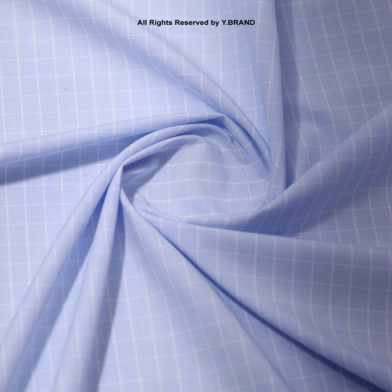 SKY BLUE GRID CHECK COTTON