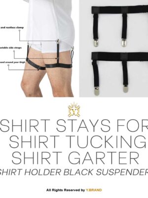 Men's Shirt Stays for Shirt Tucking, Shirt Garters, shirt holder Black suspenders-SH-1001