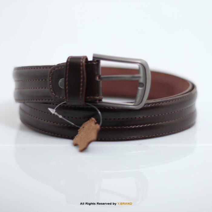 Center Stitched Raised Lines Genuine Dress Leather Belt-LB-1013 1 Center Stitched Raised Lines Genuine Dress Leather Belt-LB-1013