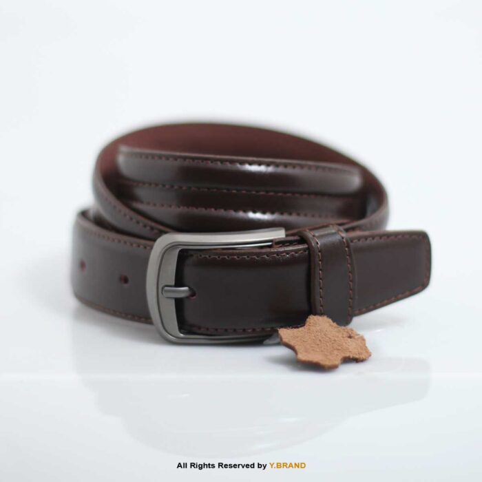 Center Stitched Raised Lines Genuine Dress Leather Belt-LB-1013 3 Center Stitched Raised Lines Genuine Dress Leather Belt-LB-1013
