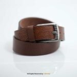 Brown Full-grain Leather Belt with Silver buckle-LB-1015