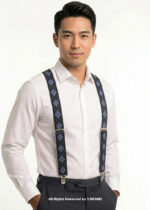Square Pattern Three clips Elastic Suspender-SB-1011