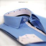 Blue formal shirt with double contrast DS-1016