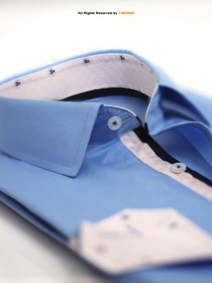 Blue formal shirt with double contrast DS-1016