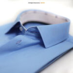 Blue formal shirt with double contrast DS-1016 - Image 4