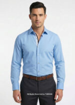 Blue formal shirt with double contrast DS-1016