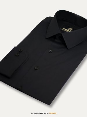 Black classic formal shirt with a spread collar FS-1027