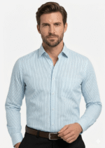 Classic Turquoise striped formal shirt FS-1032