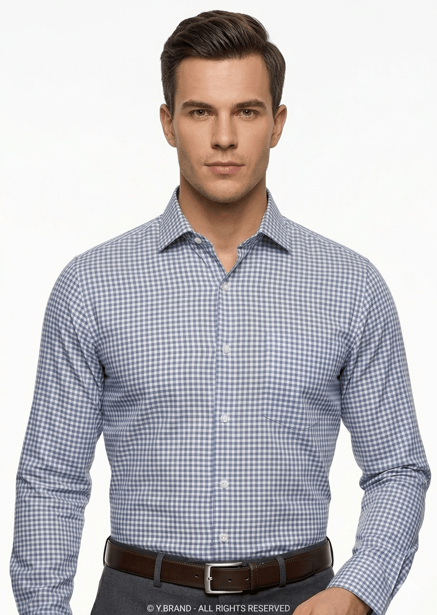 04 Royal classic three tone small check Dress shirt FS-1030 - Image 1