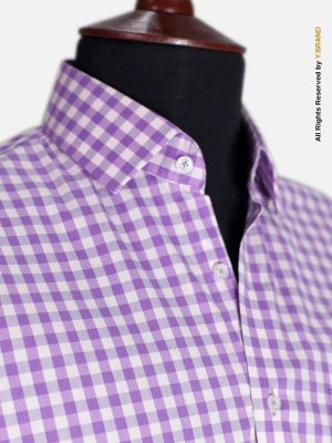 Purple Gingham check formal shirt FS-1033