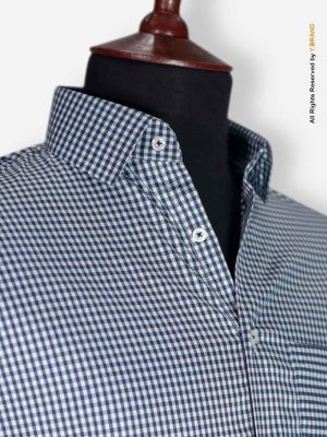 Navy Stretchable micro check formal shirt FS-1040