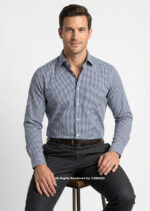 Navy Stretchable micro check formal shirt FS-1040