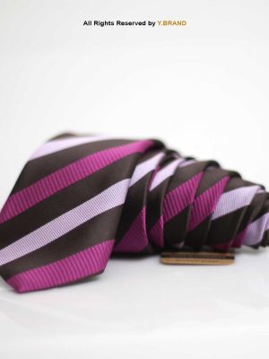 YBRAND- Classic Purple Strips Poly Necktie for men-T-105