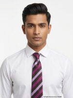 YBRAND- Classic Purple Strips Poly Necktie for men-T-105