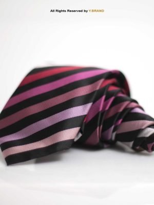 Classic Black Stripe Poly Necktie-T-117