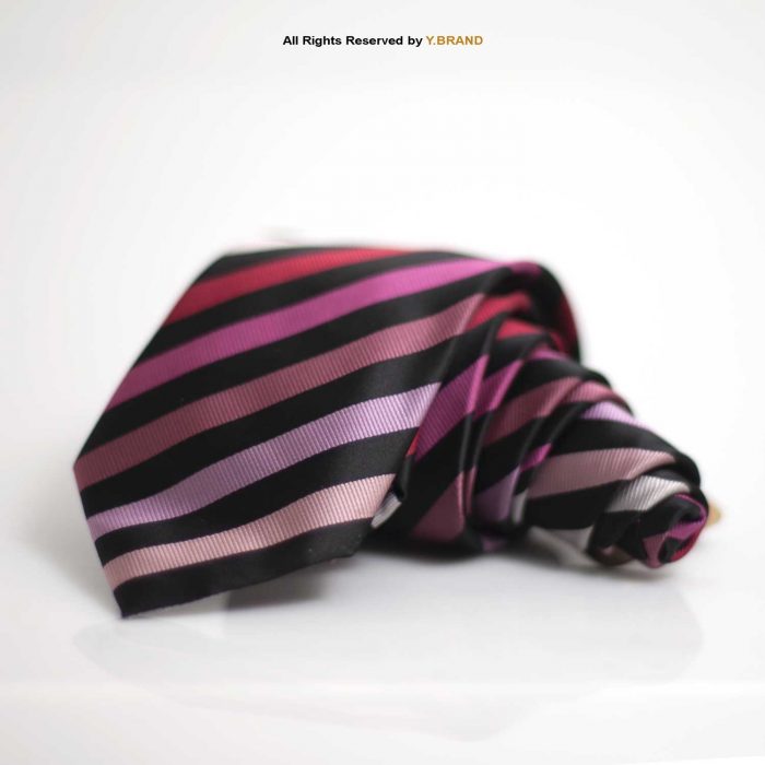 Classic Black Stripe Poly Necktie-T-117 1 Classic Black Stripe Poly Necktie-T-117