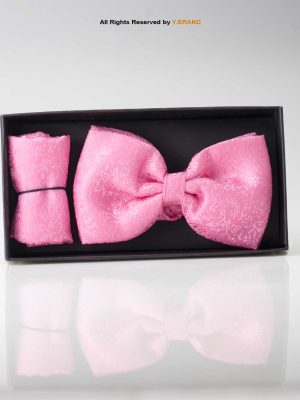 Glowing Pink jamawar Bow Tie Set-BTS-021