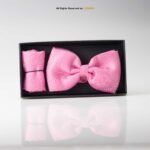 Glowing Pink jamawar Bow Tie Set-BTS-021 - Image 2