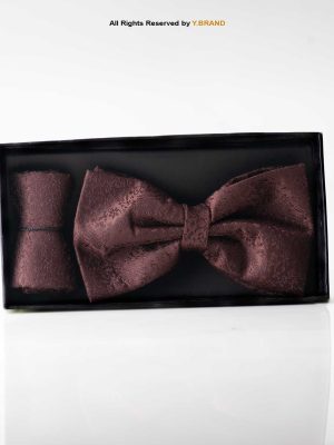 Chocolate Brwon jamawar Bow Tie Set-BTS-022