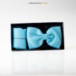 Aqua Blue jamawar Bow Tie Set-BTS-023