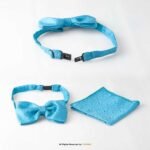 Aqua Blue jamawar Bow Tie Set-BTS-023 - Image 3