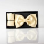 Light Yellow jamawar Bow Tie Set-BTS-024 - Image 2