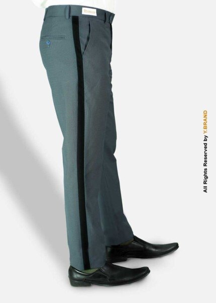 Gray Micro Check Dress Pant with Black Side Stripe – DP-1025 | YBRAND